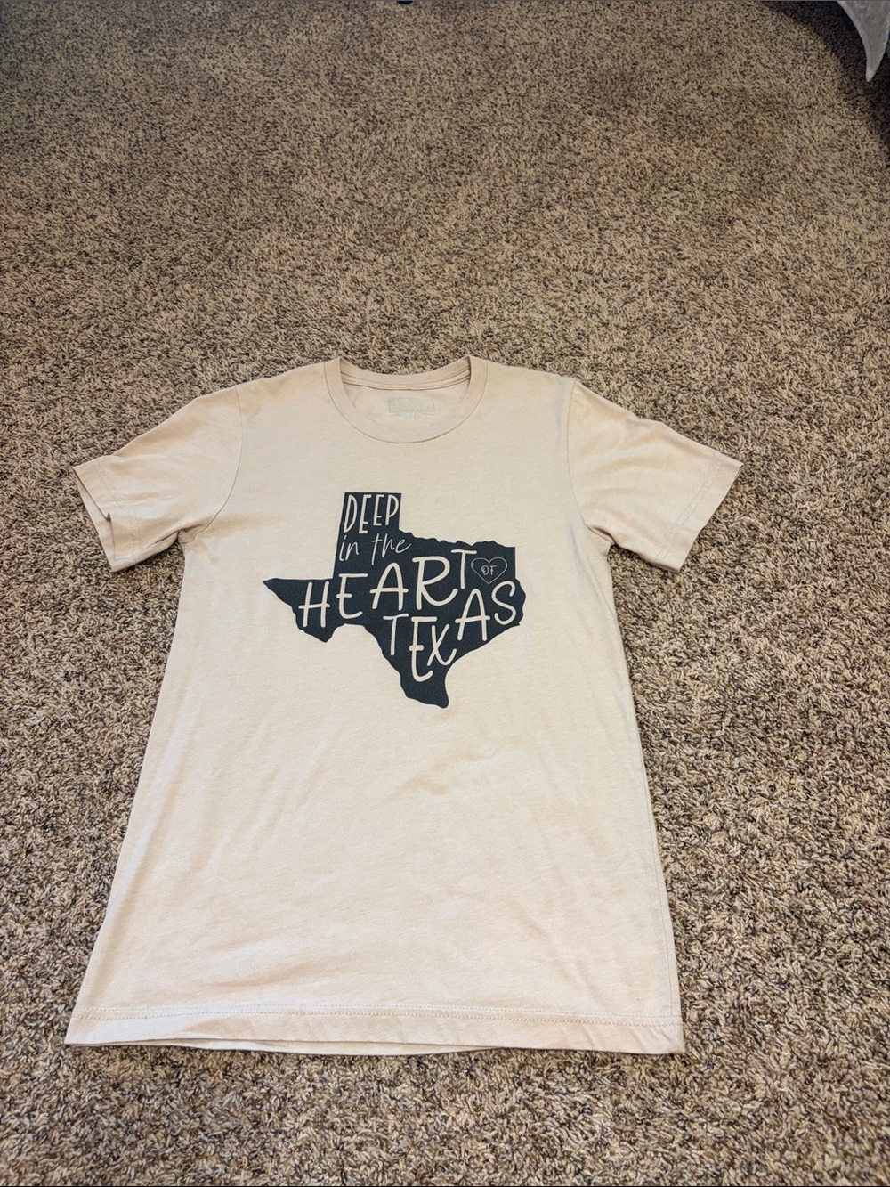 a new day Cream Tee with Black Texas Heart Graphic